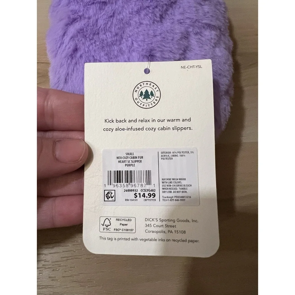 NWT Northeast Outfitters Cozy Cabin Aloe Infused‎ Slippers Purple Youth 13K-4